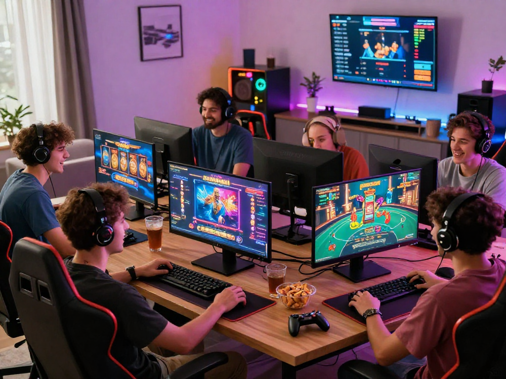 Exciting gaming session showcasing players enjoying link raja328 games in a lively atmosphere with vibrant colors.