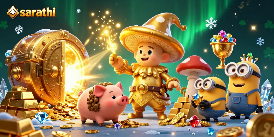 Sarathi offers gamblers a vibrant casino adventure with the golden mushroom wizard and treasure elements.